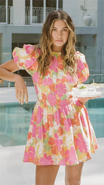 Pink Floral Mini Dress