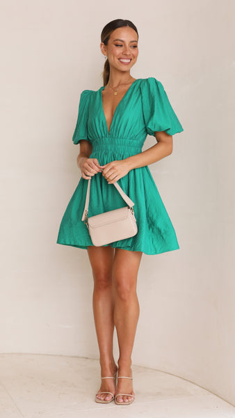 Erin Mini Dress - Emerald