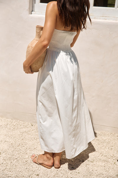 Deep Breaths Strapless Maxi Dress White