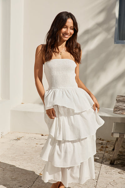 Glass Slipper Strapless Maxi Dress White