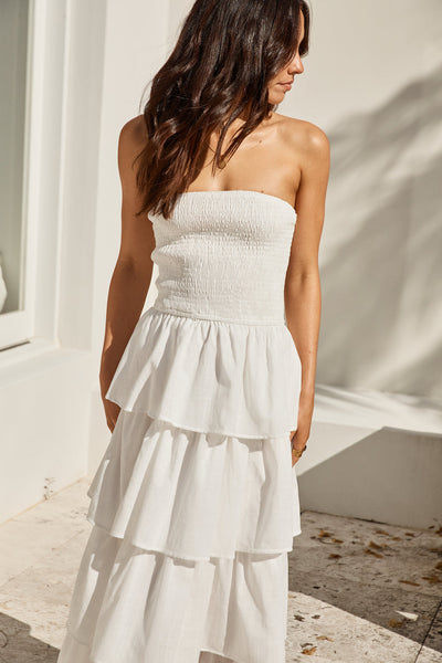 Glass Slipper Strapless Maxi Dress White