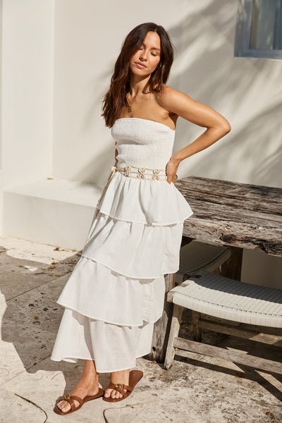 Glass Slipper Strapless Maxi Dress White