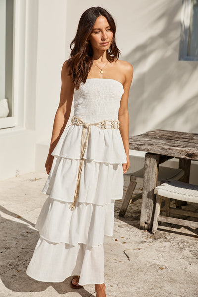 Glass Slipper Strapless Maxi Dress White