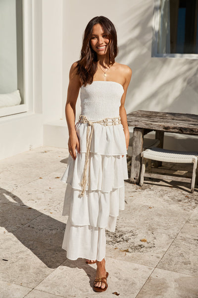 Glass Slipper Strapless Maxi Dress White