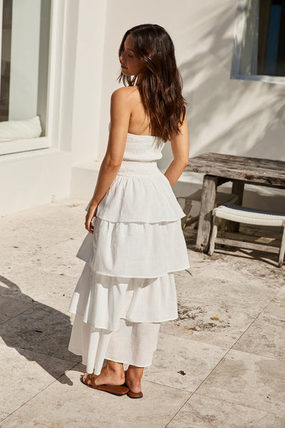 Glass Slipper Strapless Maxi Dress White