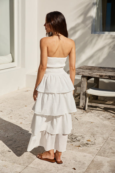 Glass Slipper Strapless Maxi Dress White