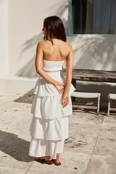 Glass Slipper Strapless Maxi Dress White