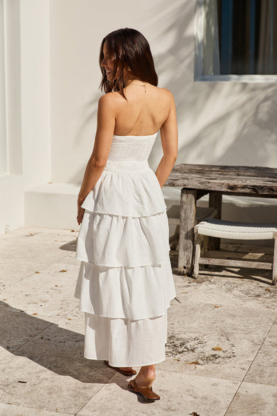 Glass Slipper Strapless Maxi Dress White