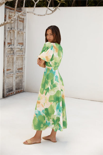 Jungle Adventure  Green Maxi Dress
