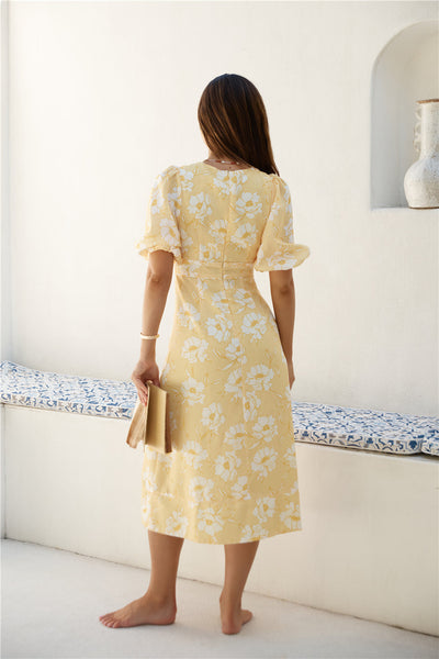 Sunshine Serenade Midi Dress Yellow