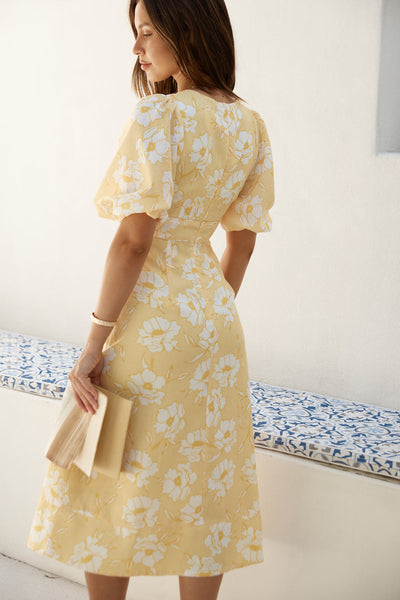 Sunshine Serenade Midi Dress Yellow
