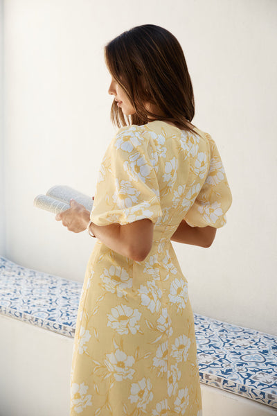 Sunshine Serenade Midi Dress Yellow