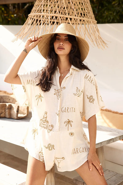 Muy Caliente Romper Beige