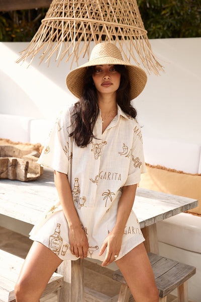 Muy Caliente Romper Beige