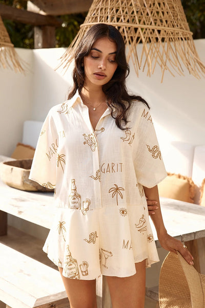 Muy Caliente Romper Beige