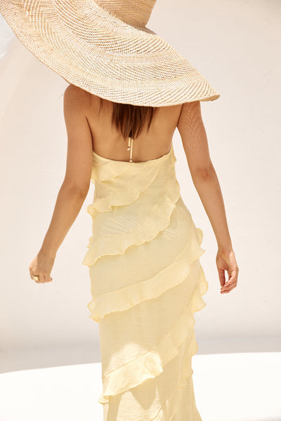 Ethereal Energy Halter Maxi Dress Yellow