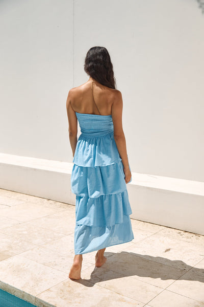 Glass Slipper Strapless Maxi Dress Blue