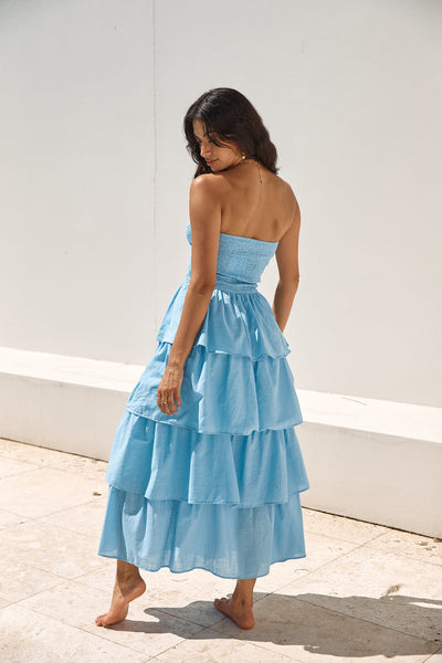 Glass Slipper Strapless Maxi Dress Blue