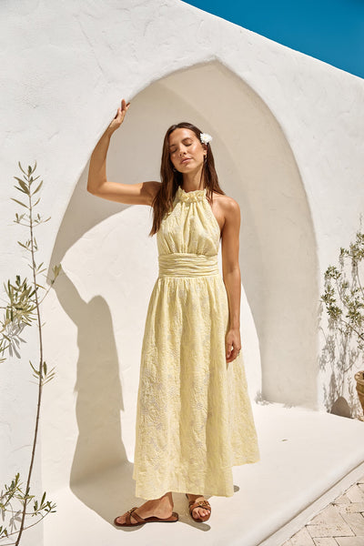 Fly Away Halter Maxi Dress Yellow