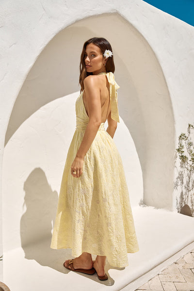 Fly Away Halter Maxi Dress Yellow