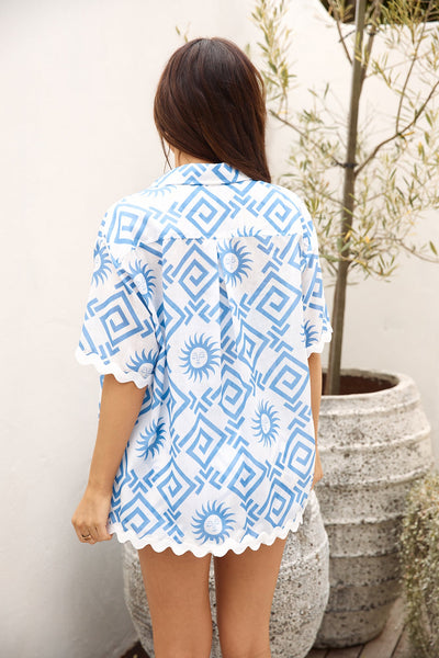 Santorini Rooftop Shirt Blue