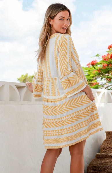 Yellow Geo Print Mini Dress