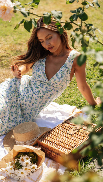 La Rosette Maxi Dress (Blue)