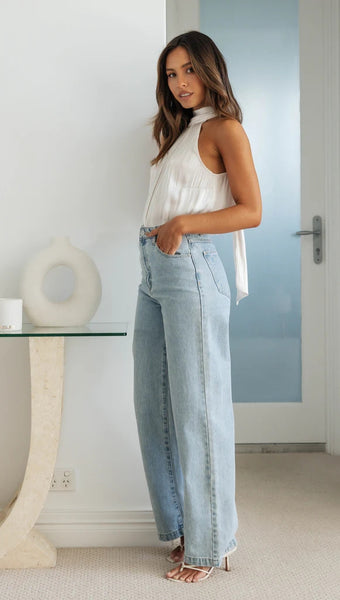 Beige Solid Pleated Halter Top