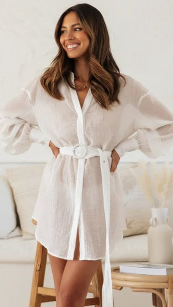 White Button Down Shirt Tunic