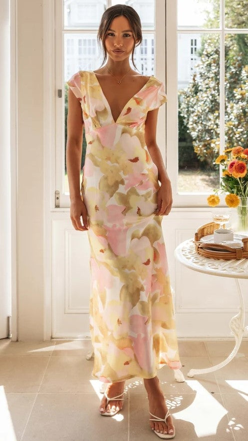 Watercolor Floral Midi Dress