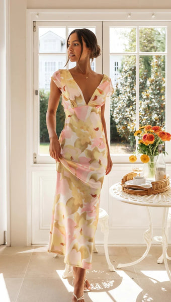 Watercolor Floral Midi Dress