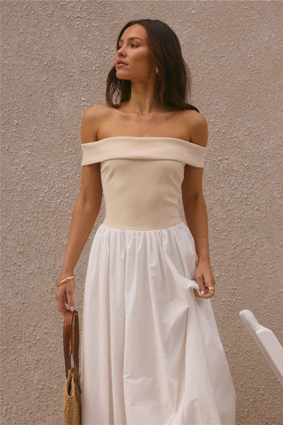 Sophisticated Nights Bubble Hem Maxi Dress White