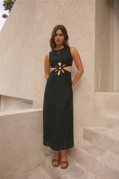 Fluttering Hearts Maxi Dress Black