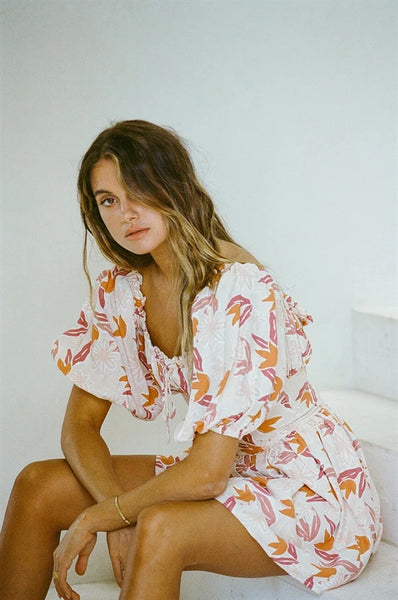 Orange Floral Mini Dress