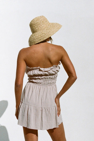 Beige Bandeau Mini Dress