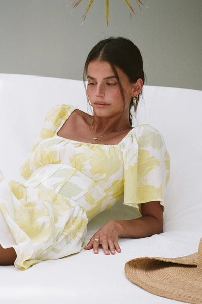 Lime Square Neckline Mini Dress