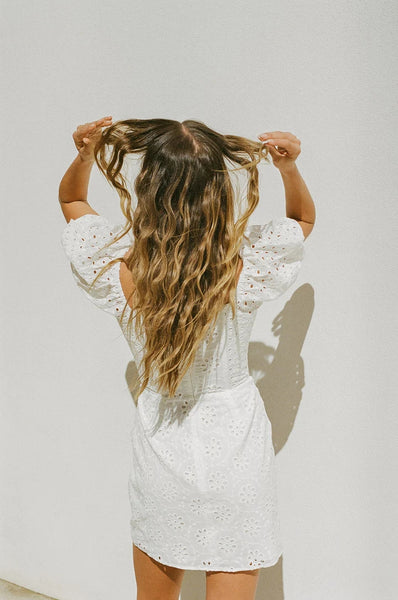White Crochet Lace Mini Dress