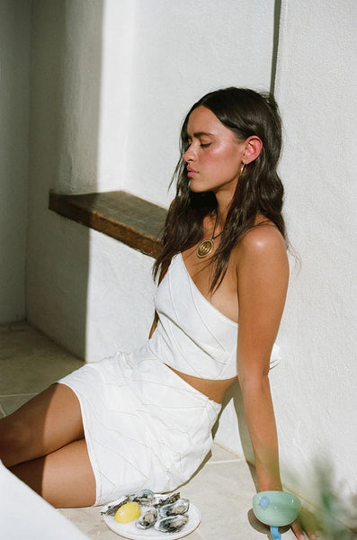 White Asymmetrical Mini Dress