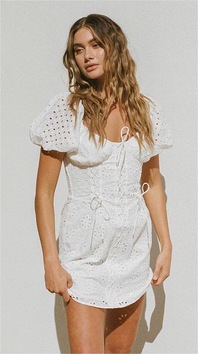 White Crochet Lace Mini Dress
