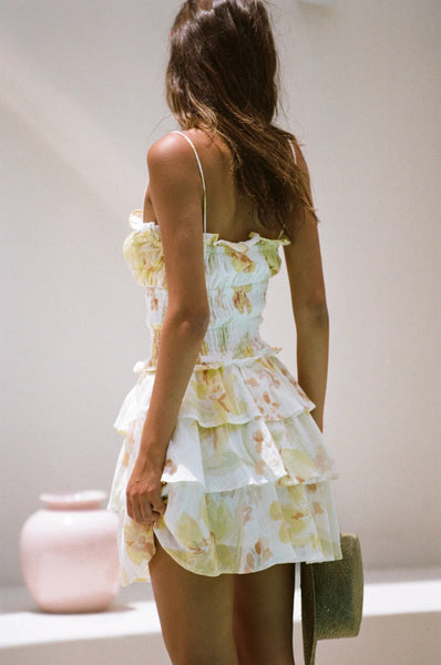 Yellow Floral Slip Mini Dress