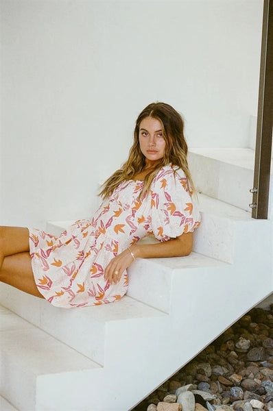 Orange Floral Mini Dress