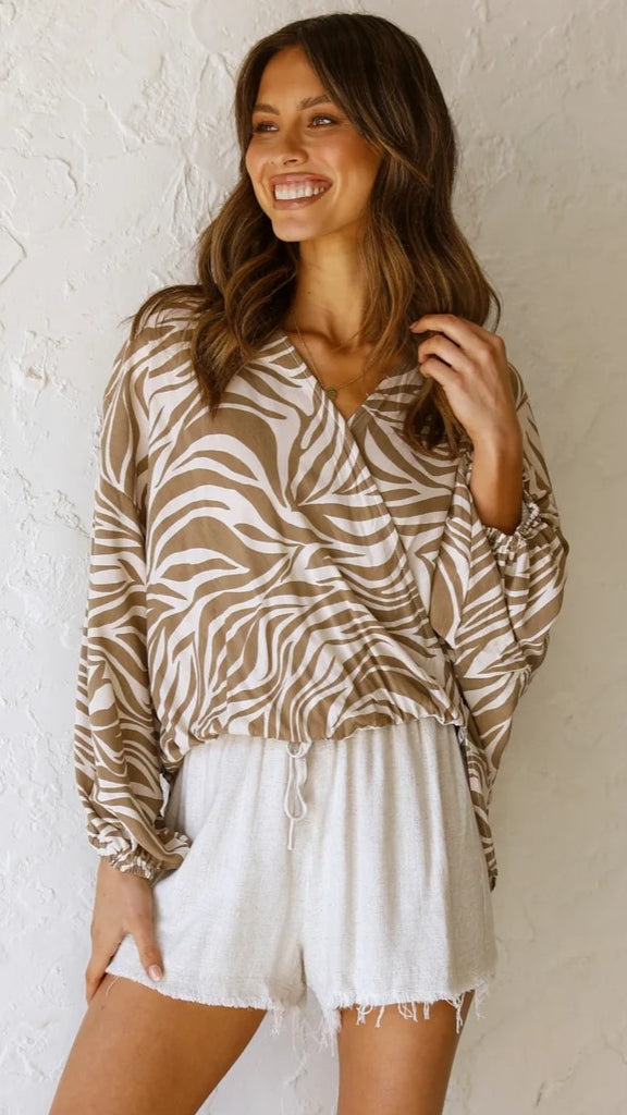 Brown Zebra Print Blouse