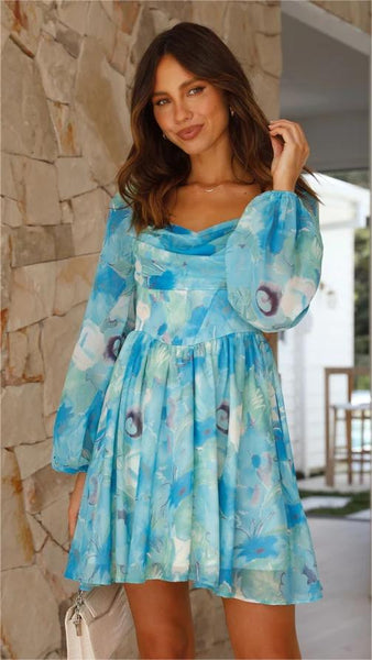 Kirsty Mini Dress - Blue Floral