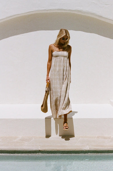 Khaki Plaid Slip Midi Dress