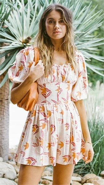 Orange Floral Mini Dress