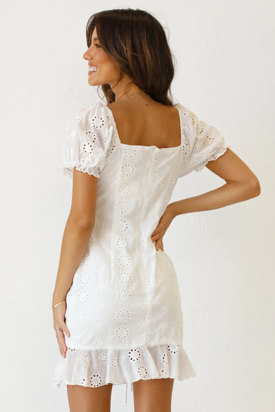 White Crochet Lace Mini Dress
