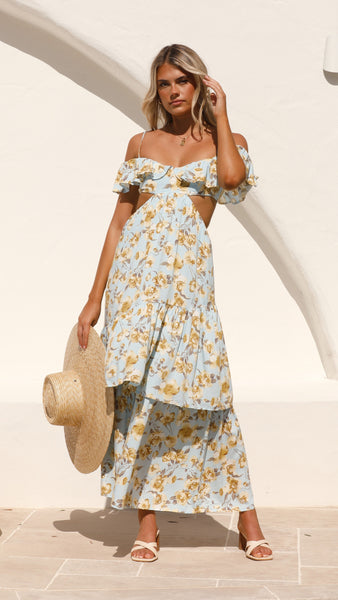 Acosta Maxi Dress - Blue Floral