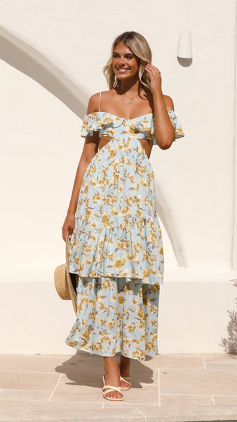 Acosta Maxi Dress - Blue Floral