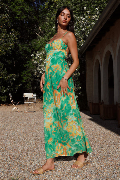 Peony Pillow Maxi Dress Green
