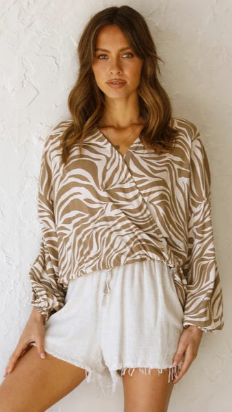 Brown Zebra Print Blouse